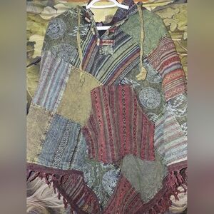 Grateful Dead Patchwork Hooded Poncho Unisex XXL NWT